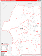 Grants Pass Metro Area Wall Map Red Line Style